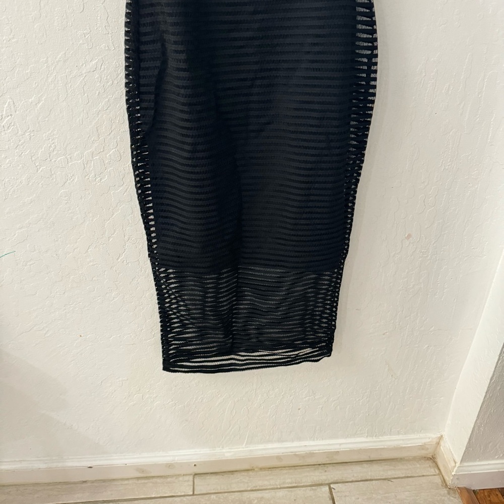 Good American V Neck Gold Studs Mesh Midi Dress Size 1 - Picture 7 of 8